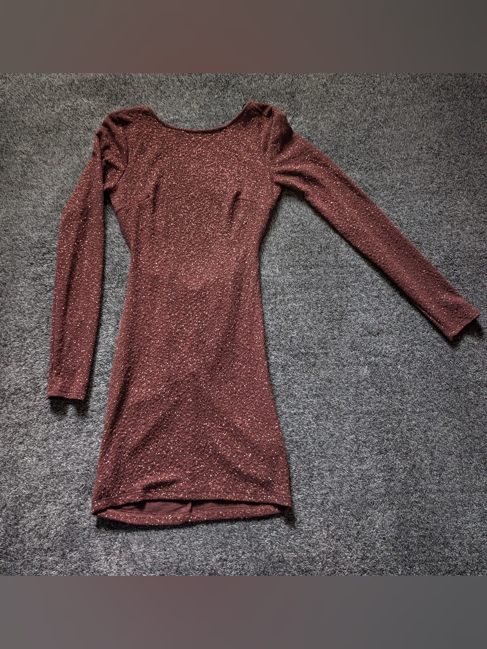 Lovely Day Long Sleeve Ruched Mini Dress in Brown